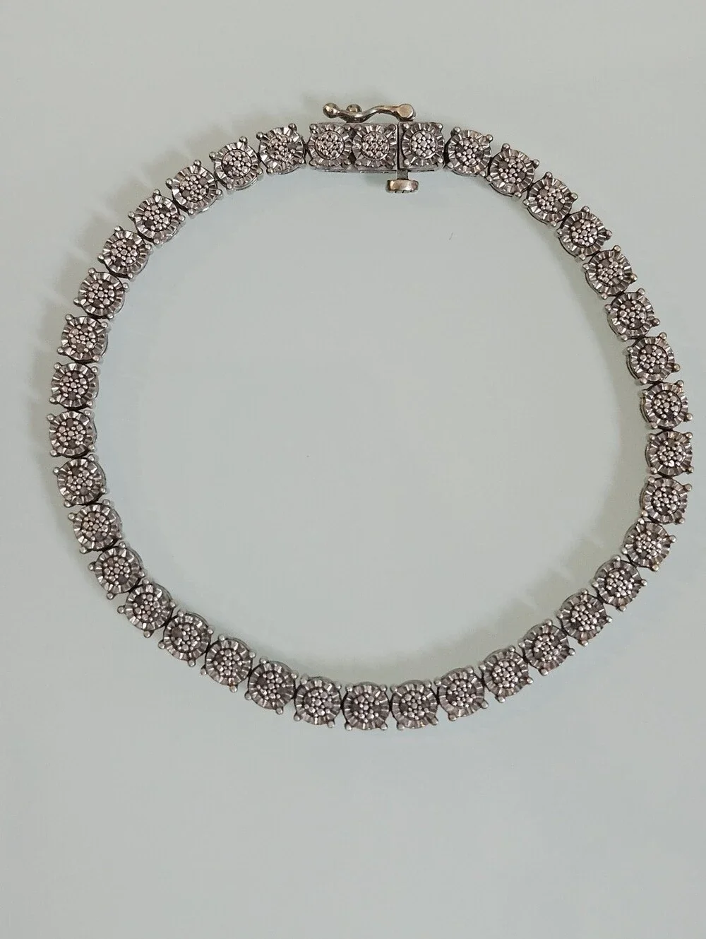 925 DU Diamond Cut Sterling Silver DIA Accent Tennis Bracelet 7.25